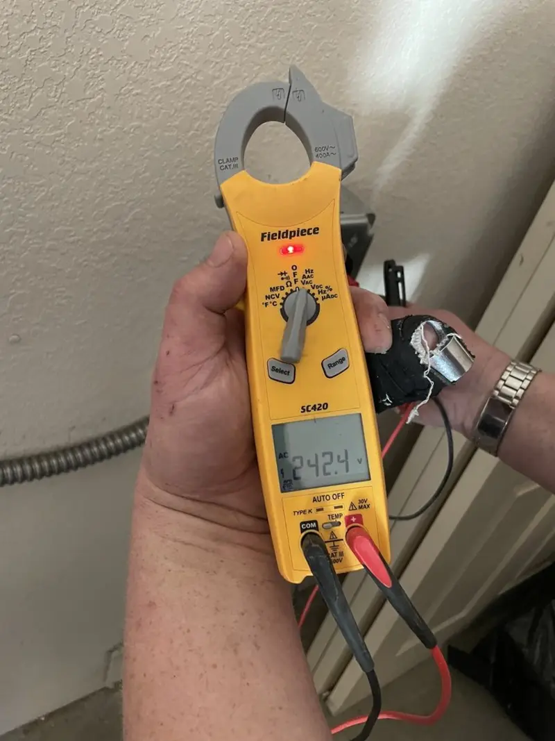 Voltage testing with clamp meter during Hot Tub / Pool Electrical Wiring in Grovetown